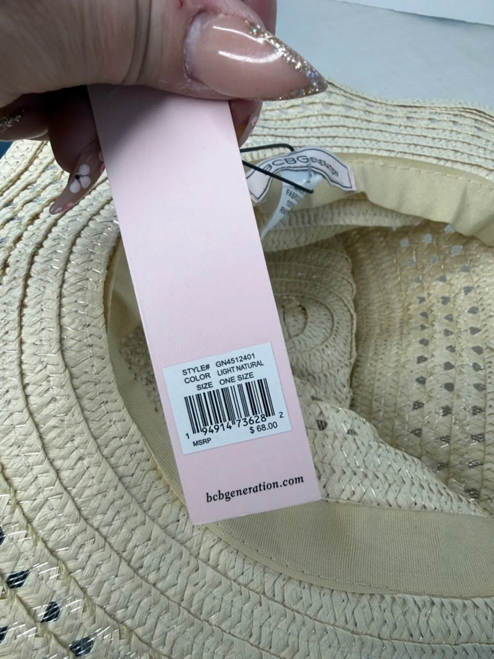 NWT BCBG Breathable Straw Sun Hat in Natural Cream
